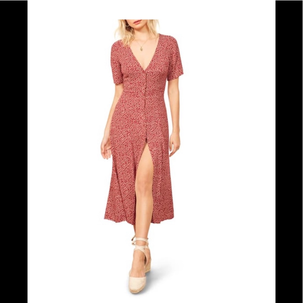 Reformation Locklin Dress red flower print size 0